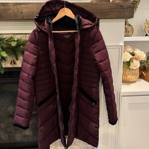 Preston & York Deep Burgundy Hooded Puffer Jacket